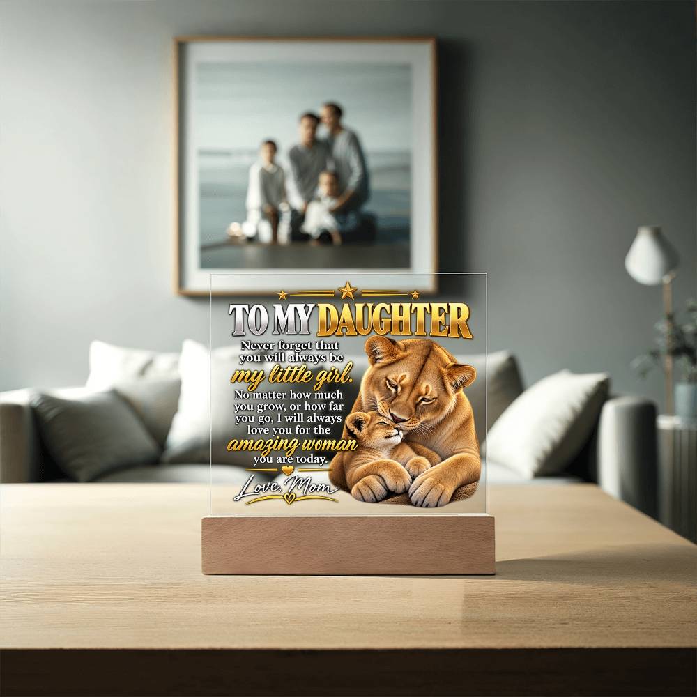 To My Daughter From Mom – My Little Girl Lioness & Cub LED Acrylic Plaque