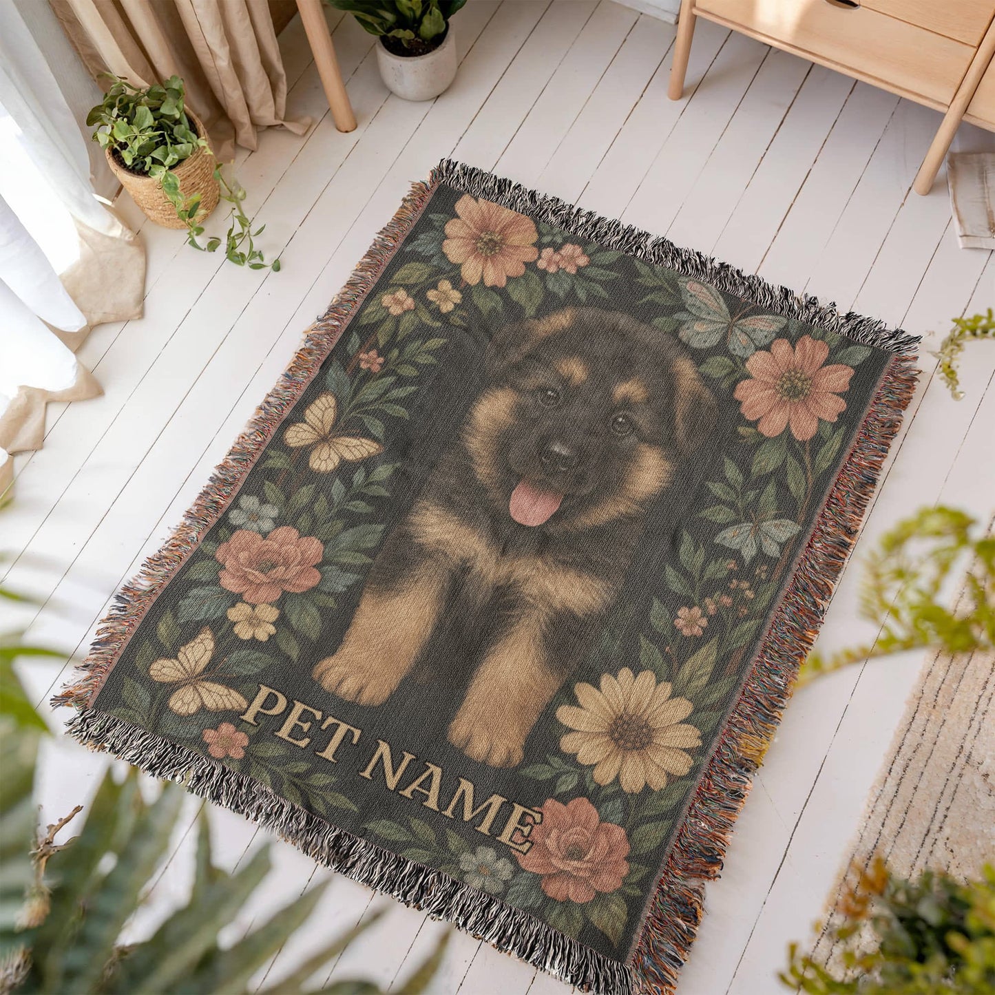 Custom Pet Portrait Heirloom Woven Blanket