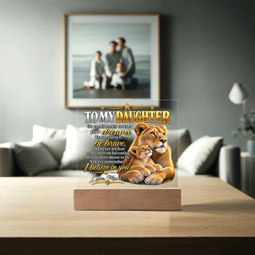 To My Daughter From Mom – Follow Your Dreams Lioness & Cub LED Acrylic Plaque