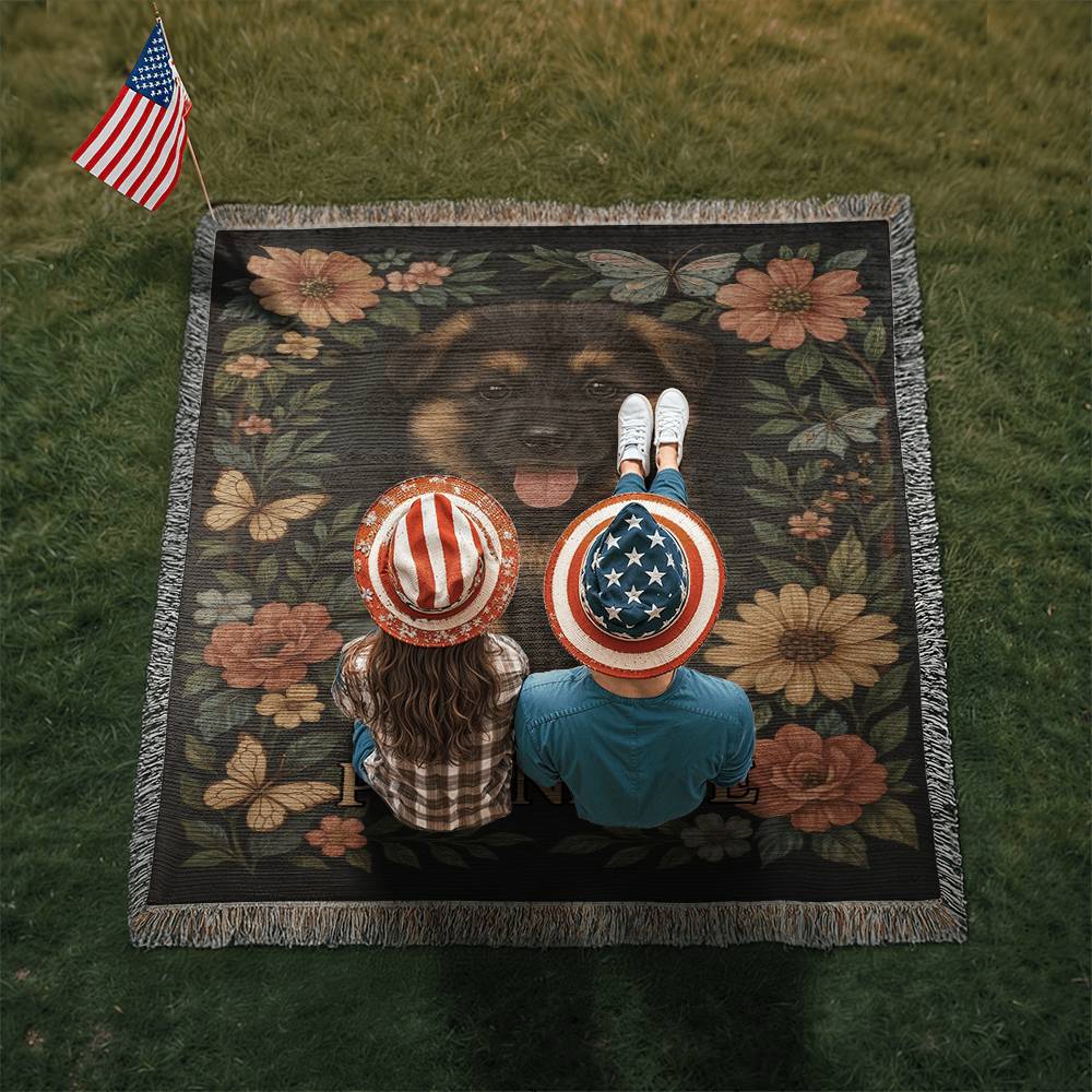 Custom Pet Portrait Heirloom Woven Blanket