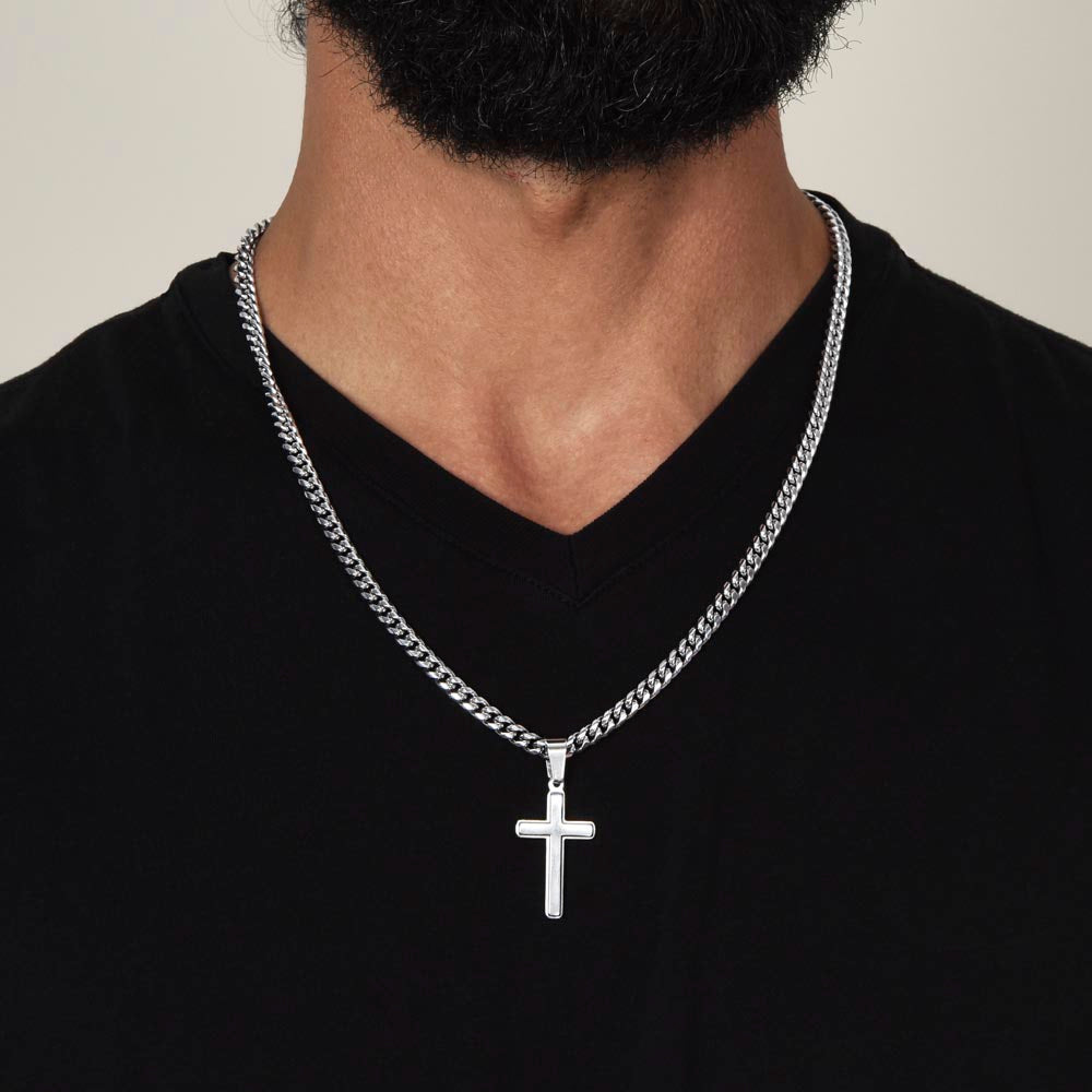 To My Son | Never Forget | Cuban Link Chain with Artisan Cross