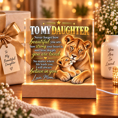 To My Daughter From Mom – Believe in Yourself Lioness & Cub LED Acrylic Plaque