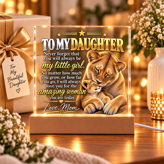 To My Daughter From Mom – My Little Girl Lioness & Cub LED Acrylic Plaque