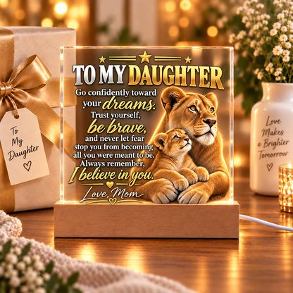 To My Daughter From Mom – Follow Your Dreams Lioness & Cub LED Acrylic Plaque