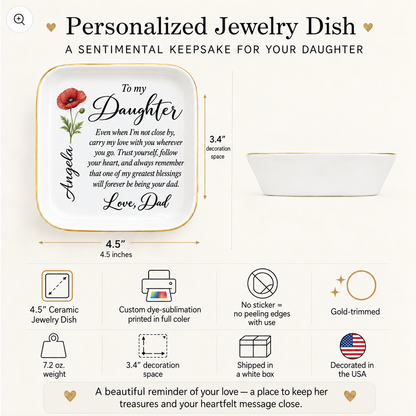 Personalized Birth Flower Jewelry Dish For Daughter From Dad