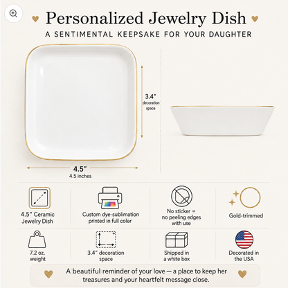 Personalized Birth Flower Jewelry Dish for Daughter – Custom Name Keepsake Gift