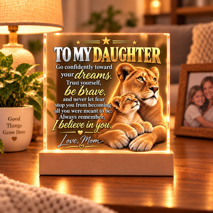 To My Daughter From Mom – Follow Your Dreams Lioness & Cub LED Acrylic Plaque