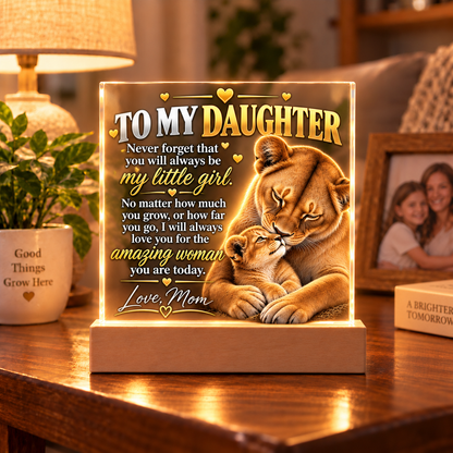 To My Daughter From Mom – My Little Girl Lioness & Cub LED Acrylic Plaque