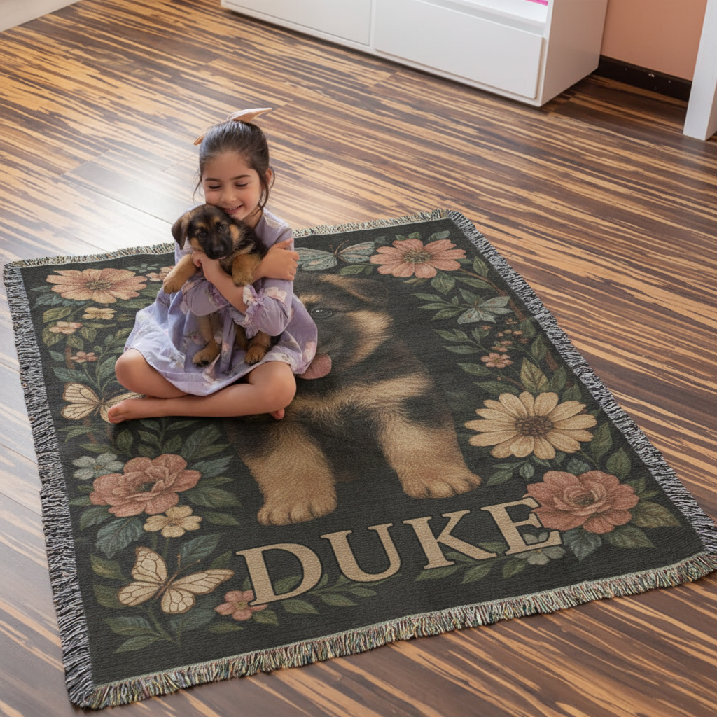 Custom Pet Portrait Heirloom Woven Blanket