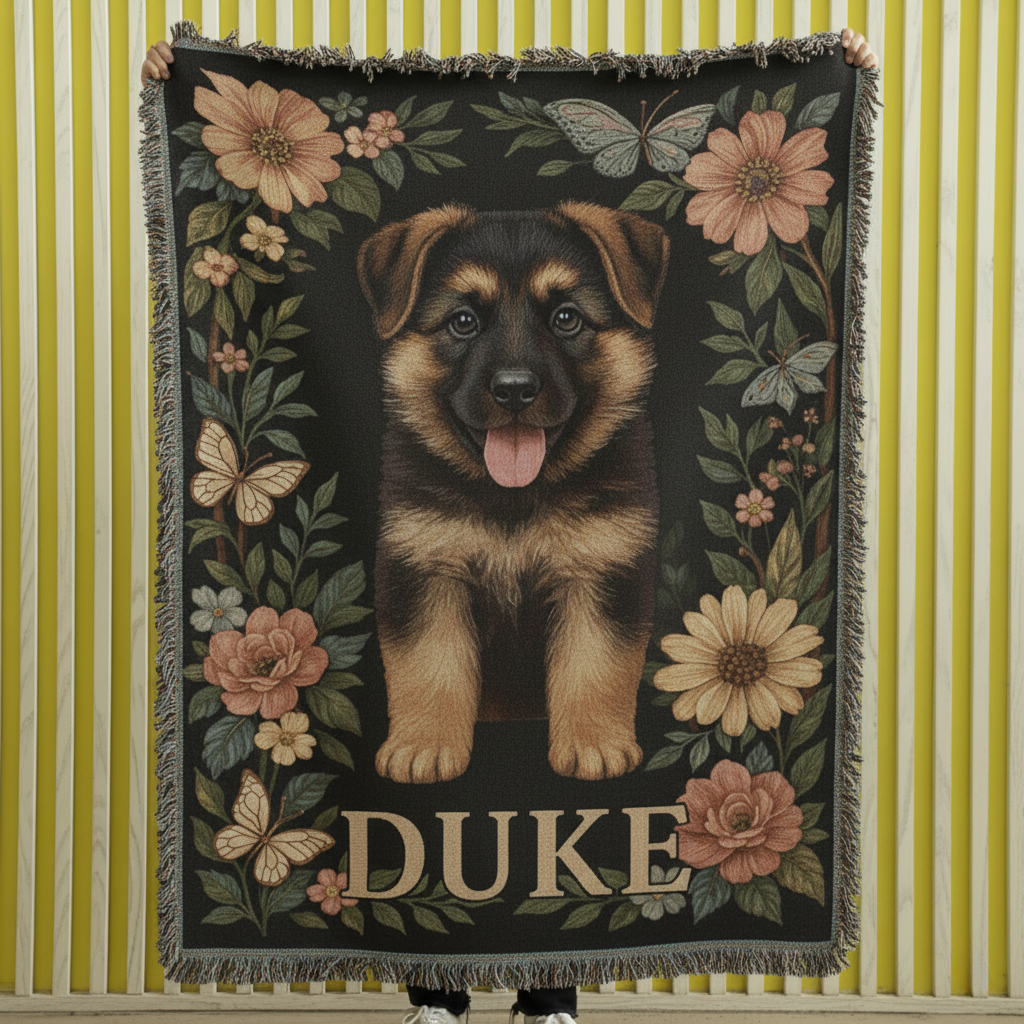 Custom Pet Portrait Heirloom Woven Blanket