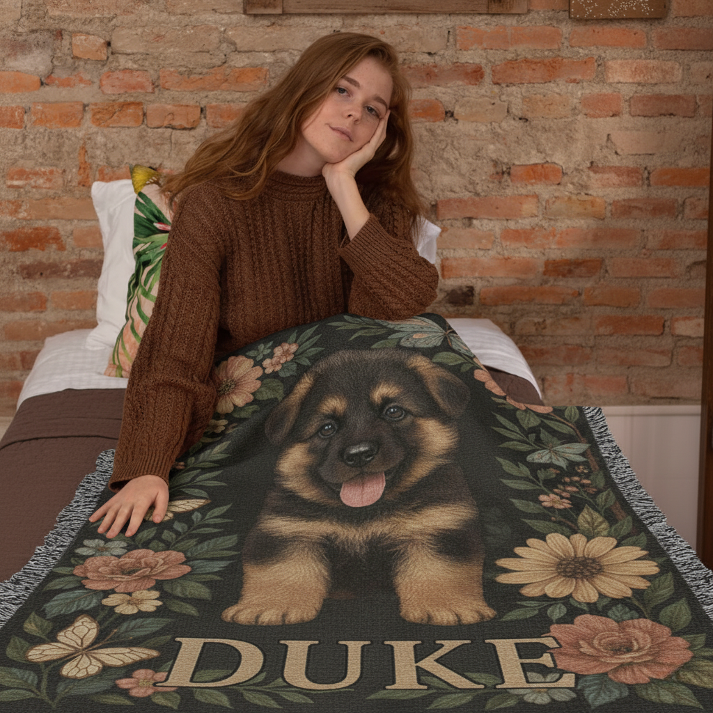 Custom Pet Portrait Heirloom Woven Blanket