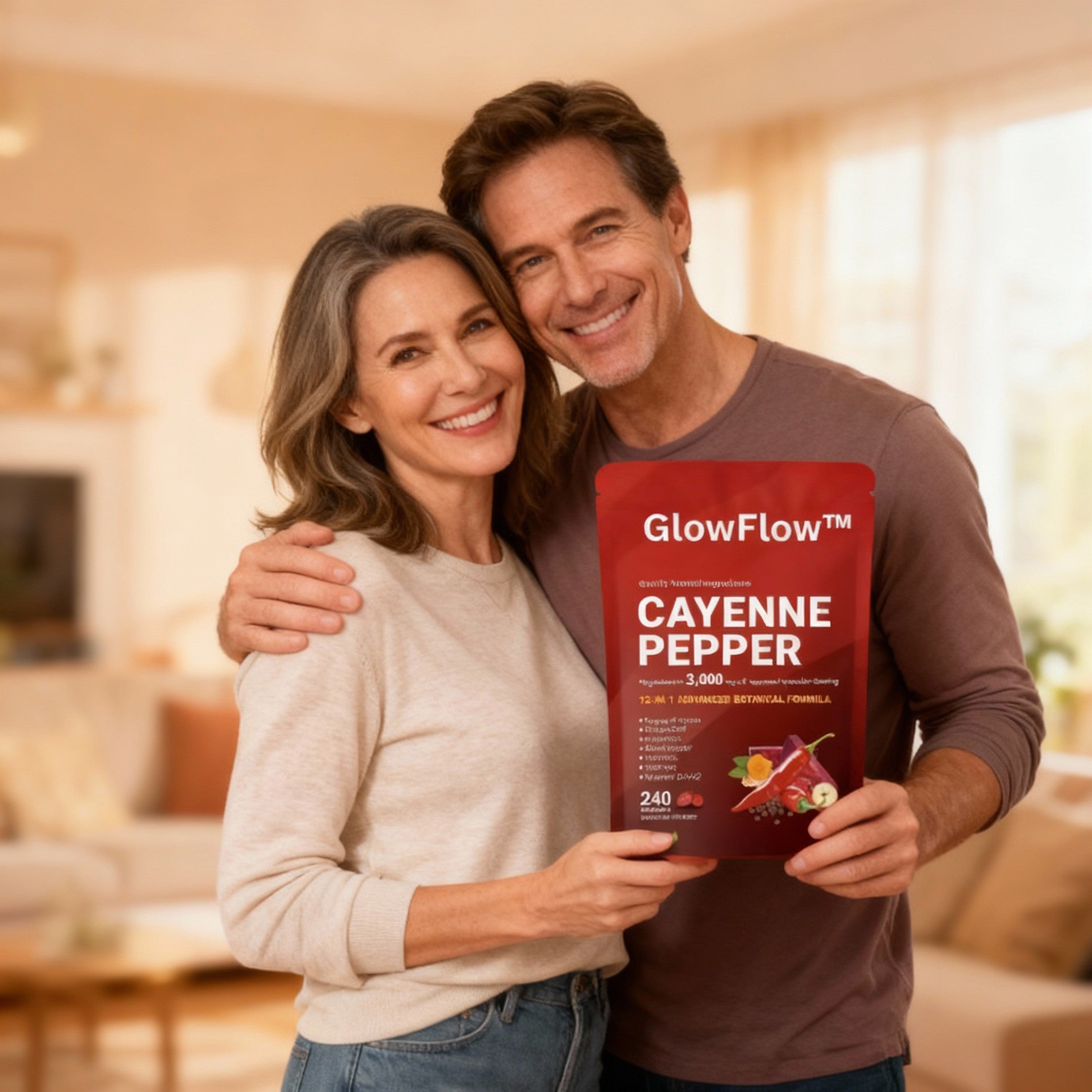 GlowFlow customer holding cayenne pepper softgels